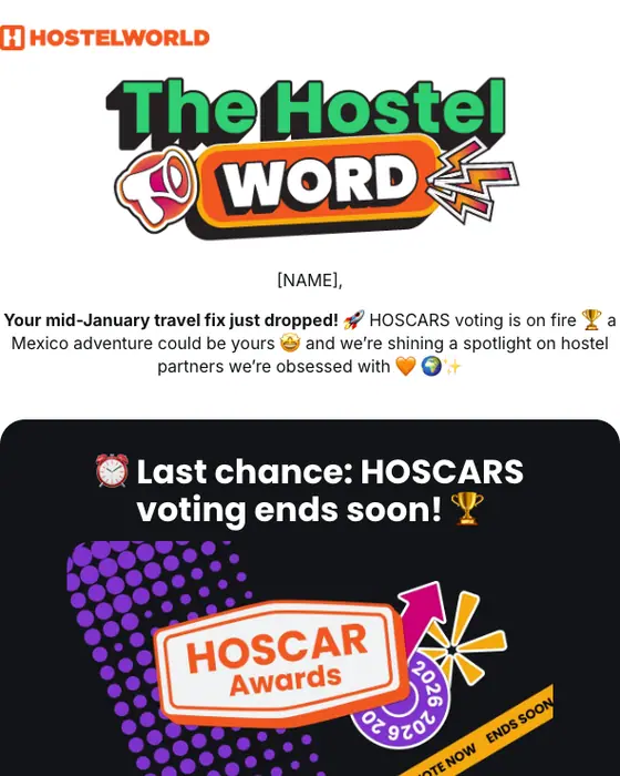 Hostelworld promotional email