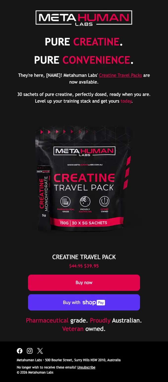 Metahuman Labs product launch email, full length