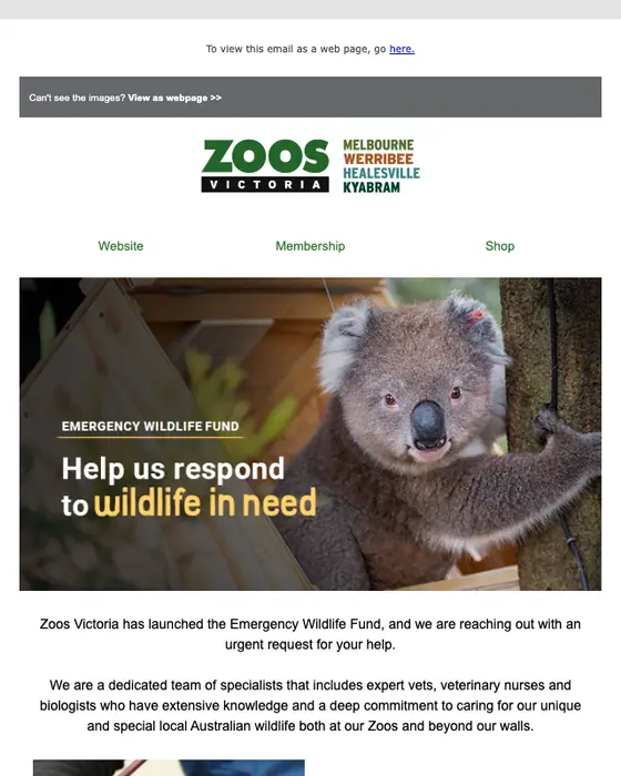 Zoos Victoria promotional email