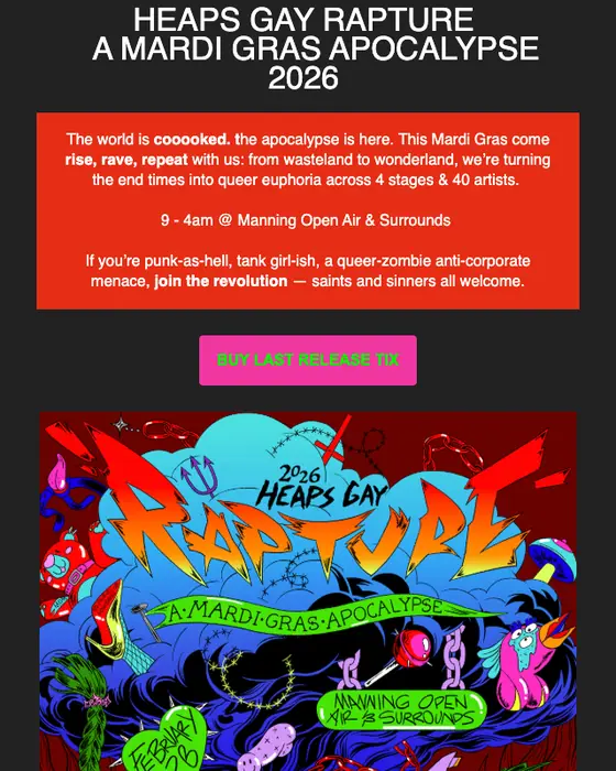 Heaps Gay promotional email