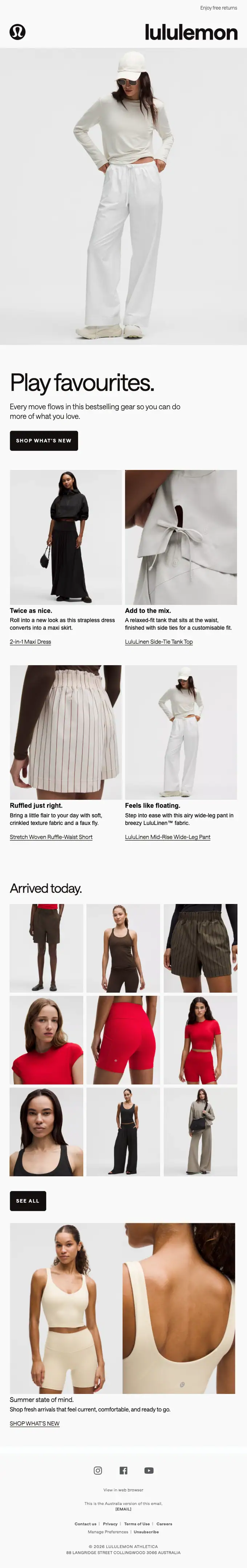 lululemon promotional email, full length