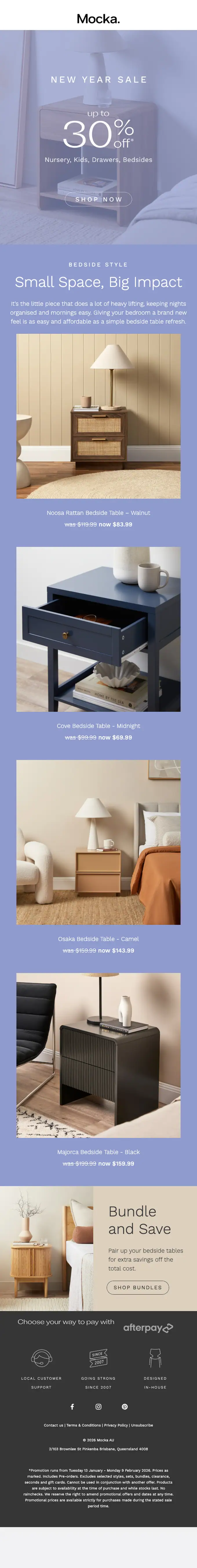 Mocka promotional email, full length