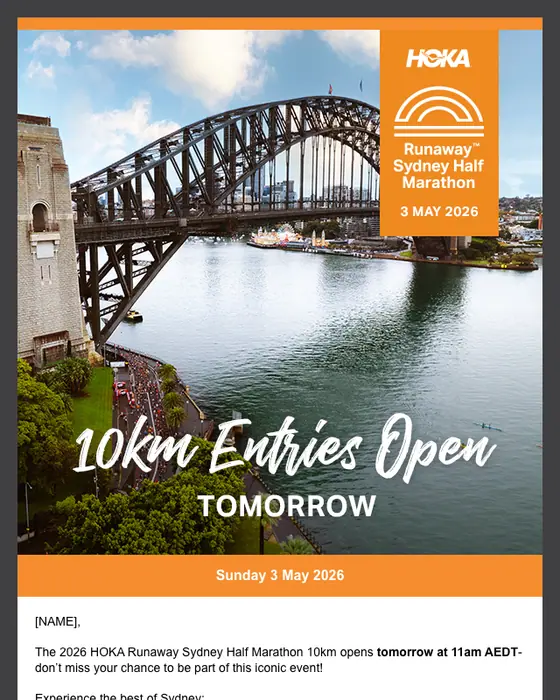 Runaway Sydney Half Marathon event invite email
