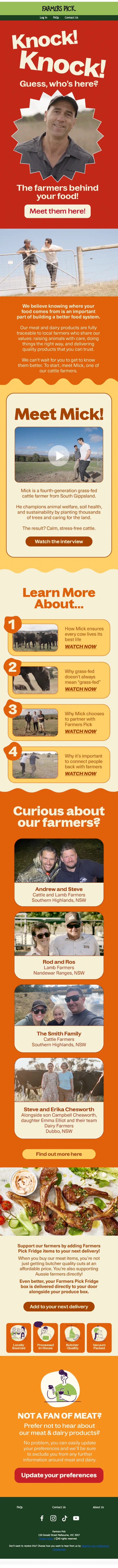 Farmers Pick newsletter email, full length
