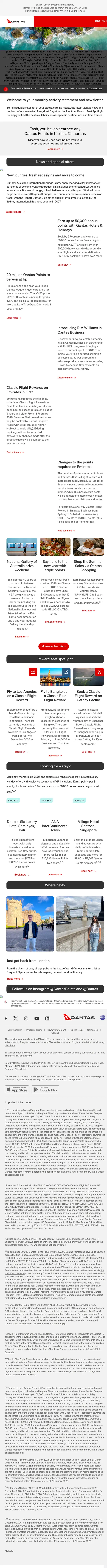 Qantas Frequent Flyer newsletter email, full length