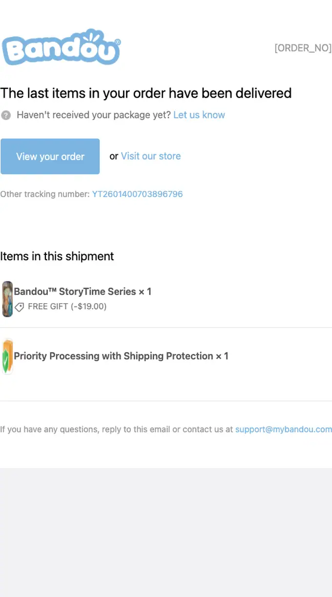 Bandou™ delivery email, full length