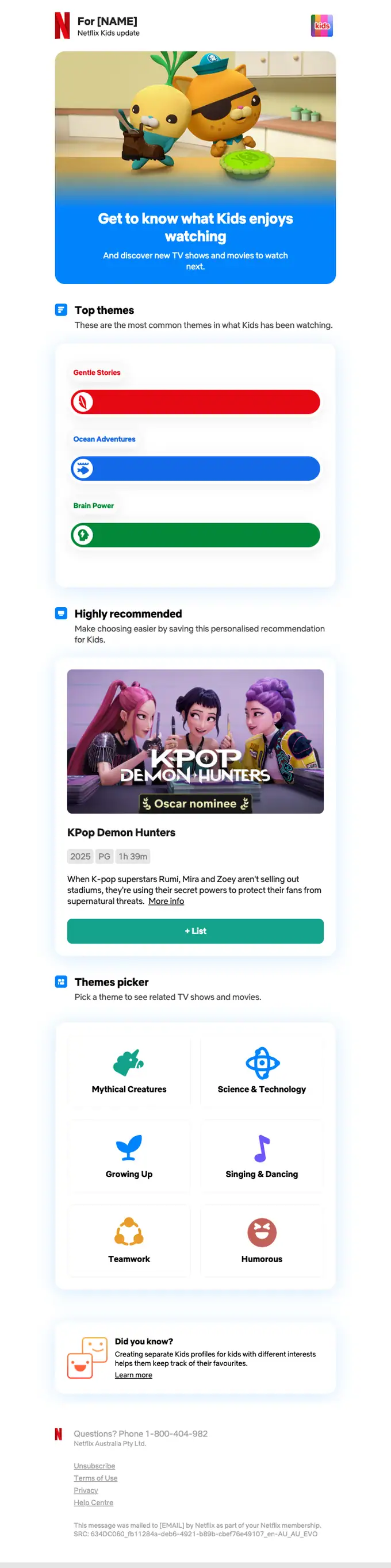 Netflix newsletter email, full length