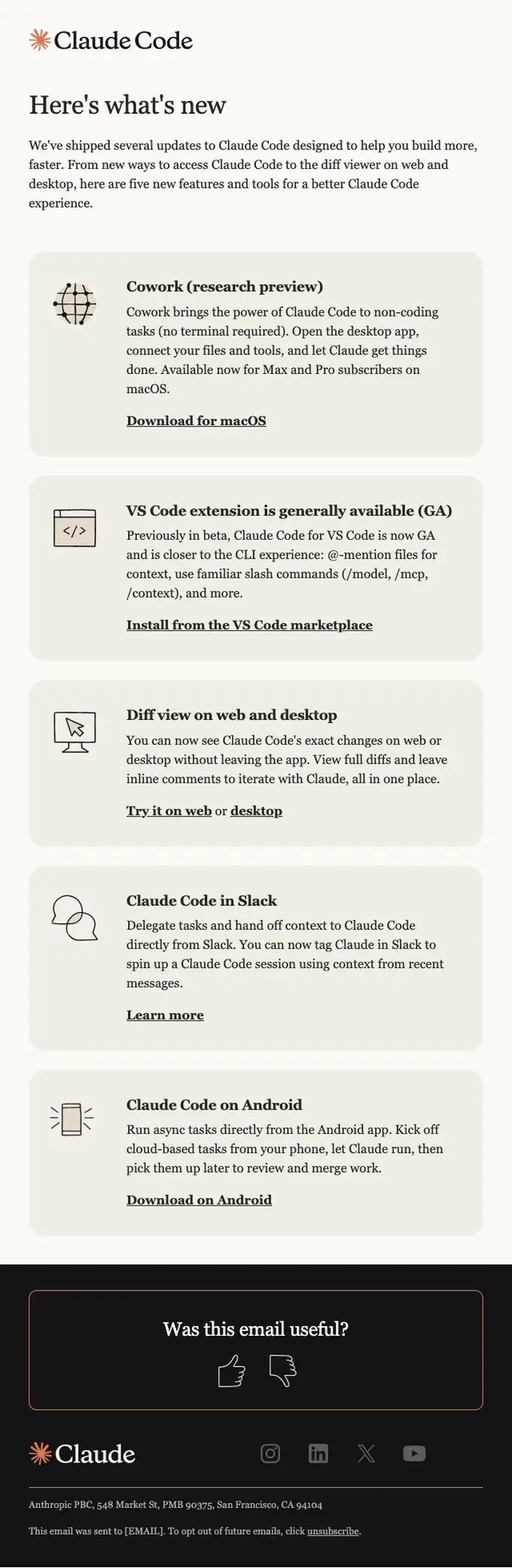 Claude Team product launch email, full length