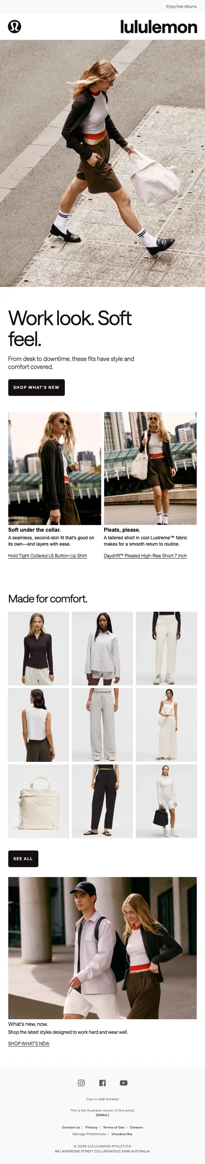 lululemon promotional email, full length