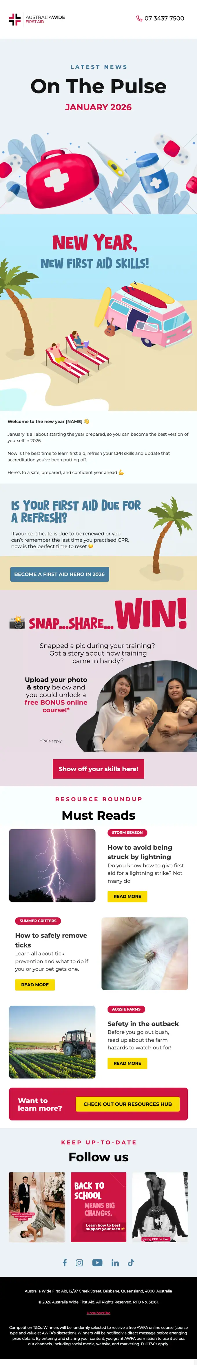 Australia Wide First Aid newsletter email, full length