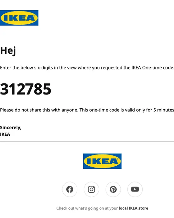 IKEA otp email