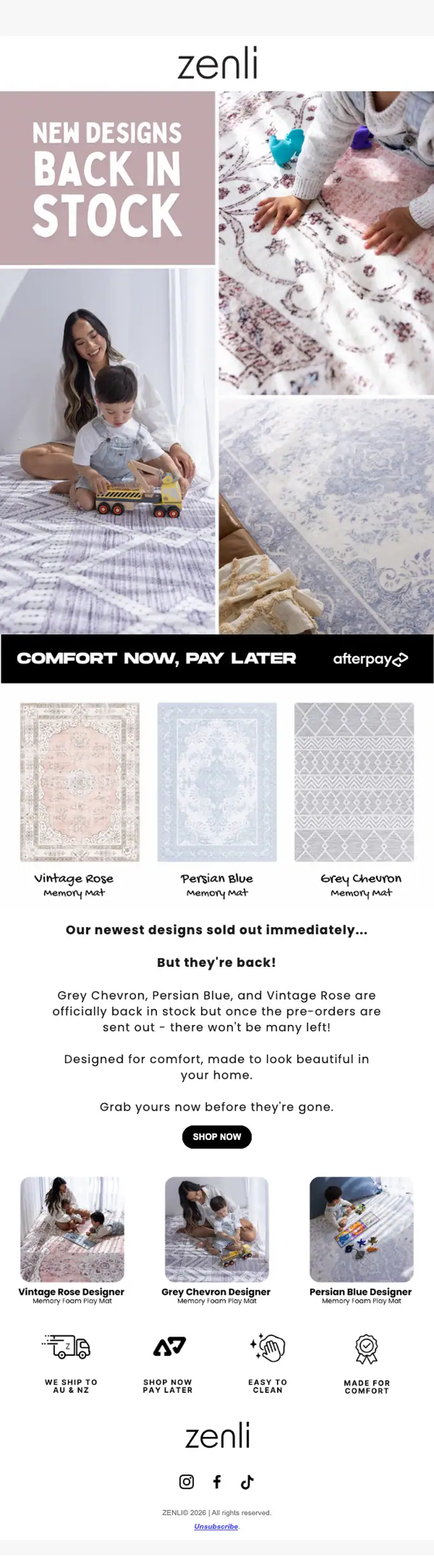 Zenli back in stock email, full length