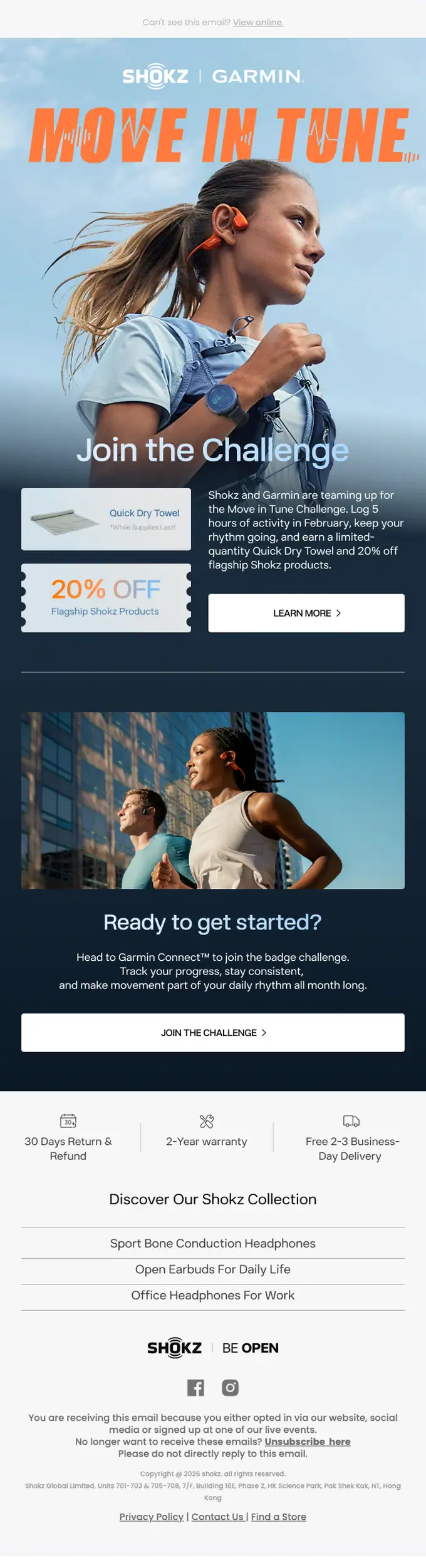 Shokz AU promotional email, full length