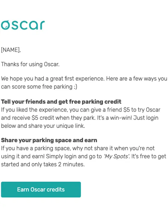 Share with Oscar referral email
