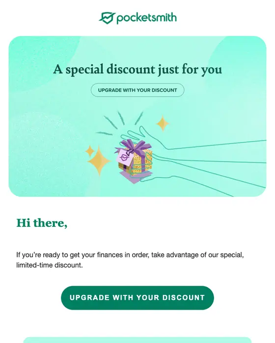 PocketSmith discount offer email