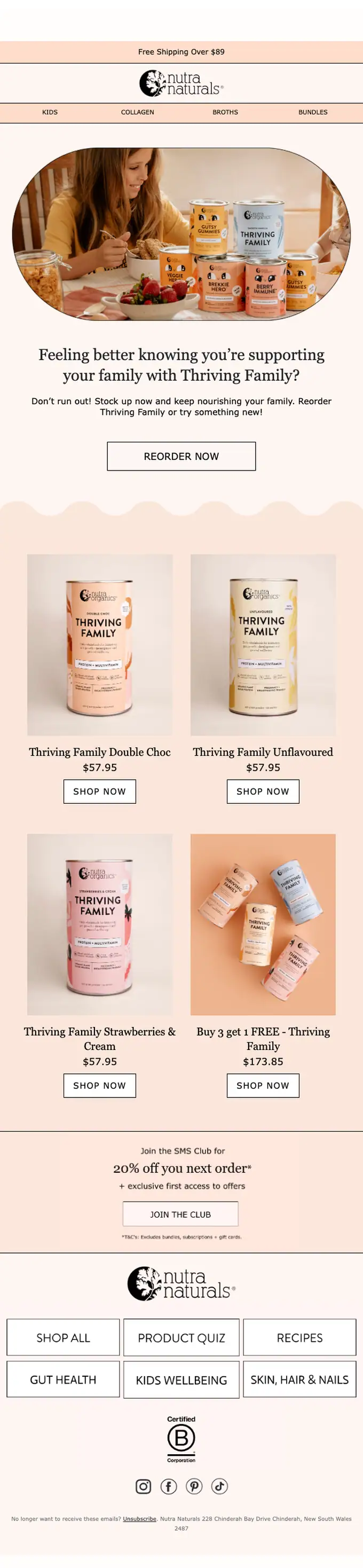 Nutra Organics re engagement email, full length