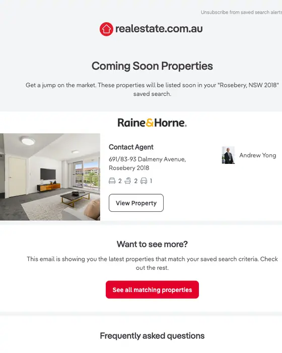 realestate.com.au job alert email