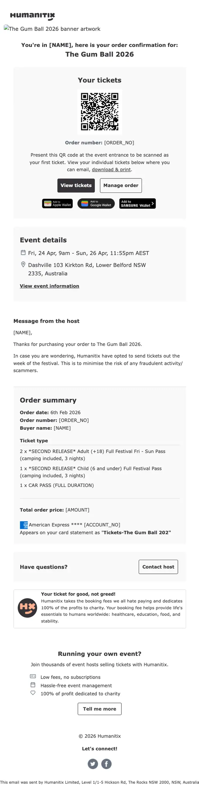 Dashville order confirmation email, full length