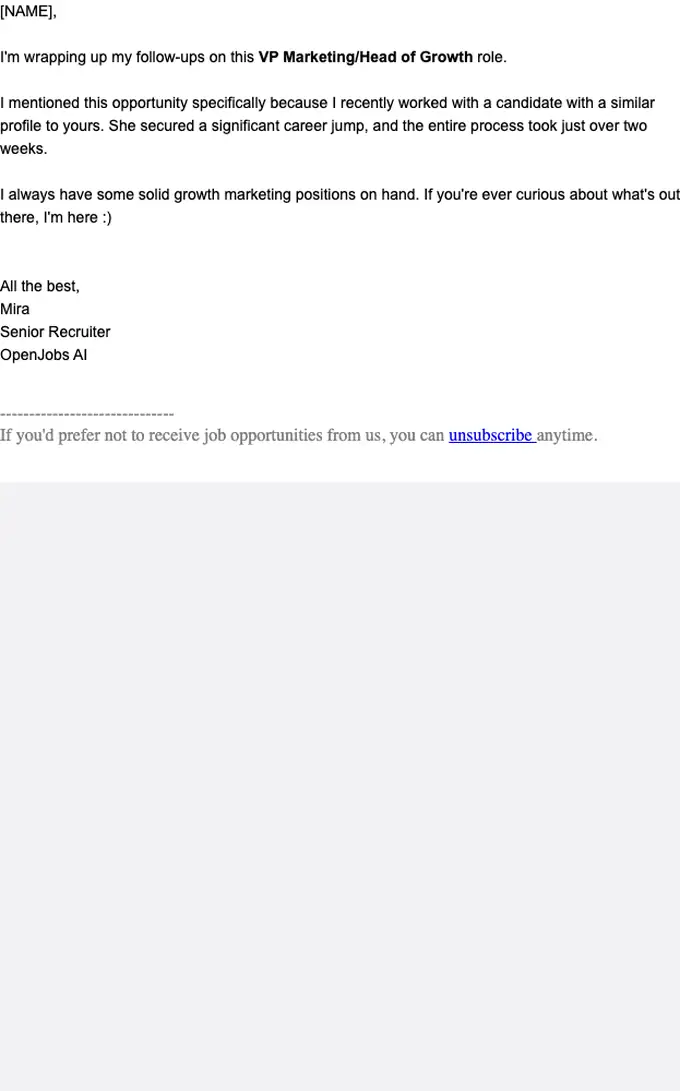 OpenJobs AI job alert email, full length