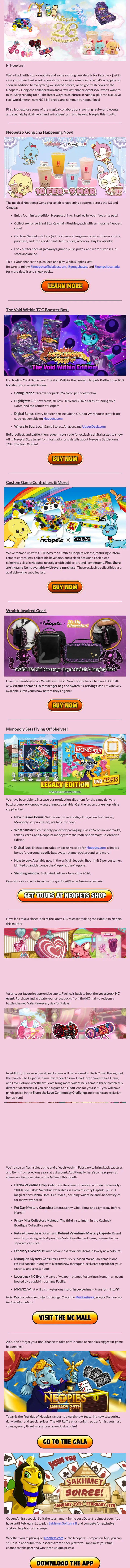 Neopets promotional email, full length