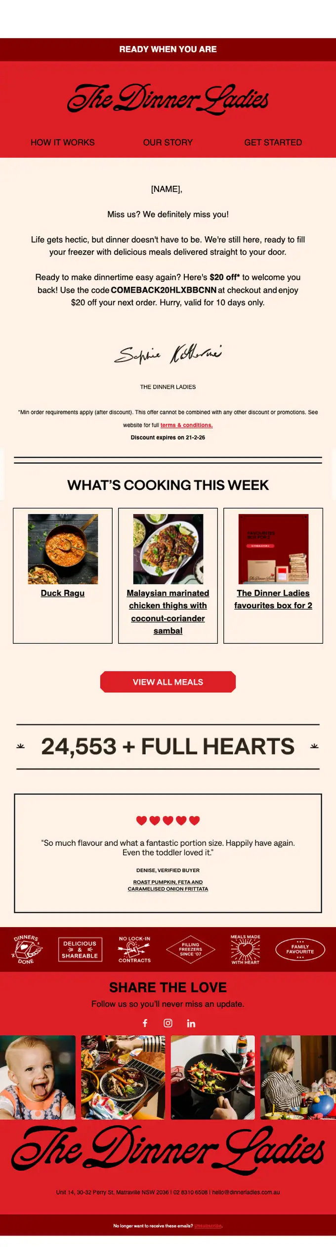 The Dinner Ladies re engagement email, full length