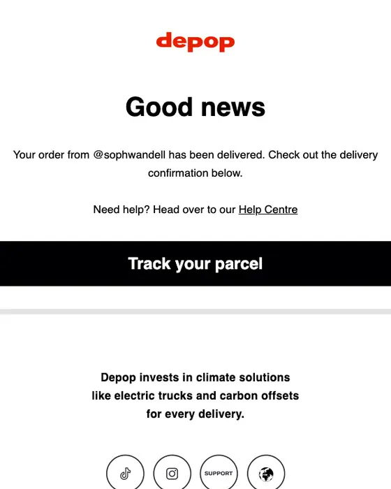 Depop delivery email