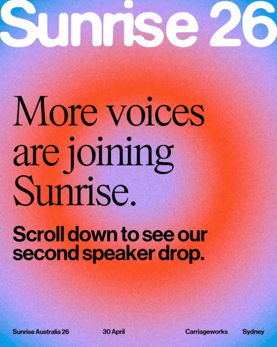 Sunrise by Blackbird event invite email: 🌅 New Speakers Just Announced 📣