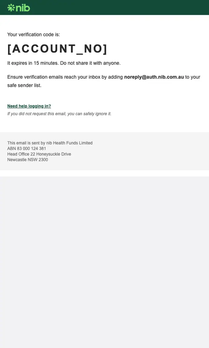 nib otp email, full length