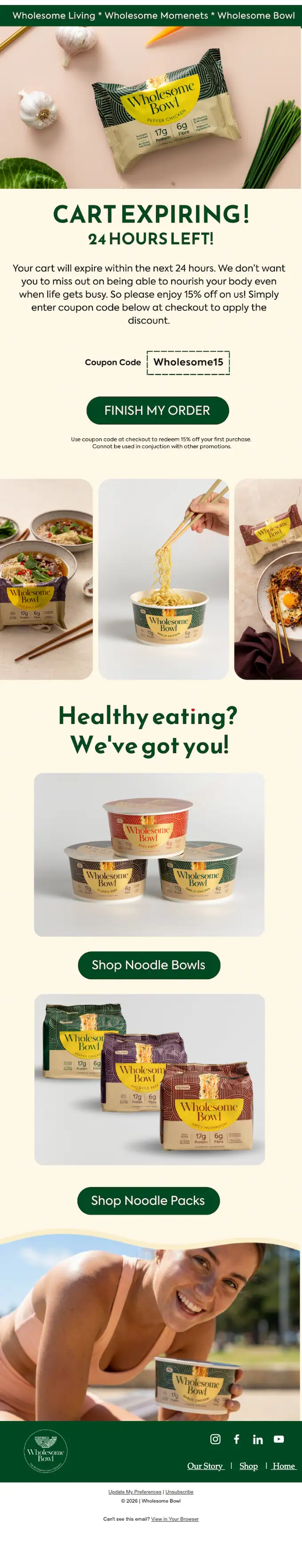 Wholesome Bowl expiration notice email, full length