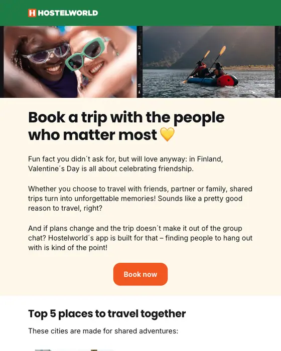 Hostelworld promotional email