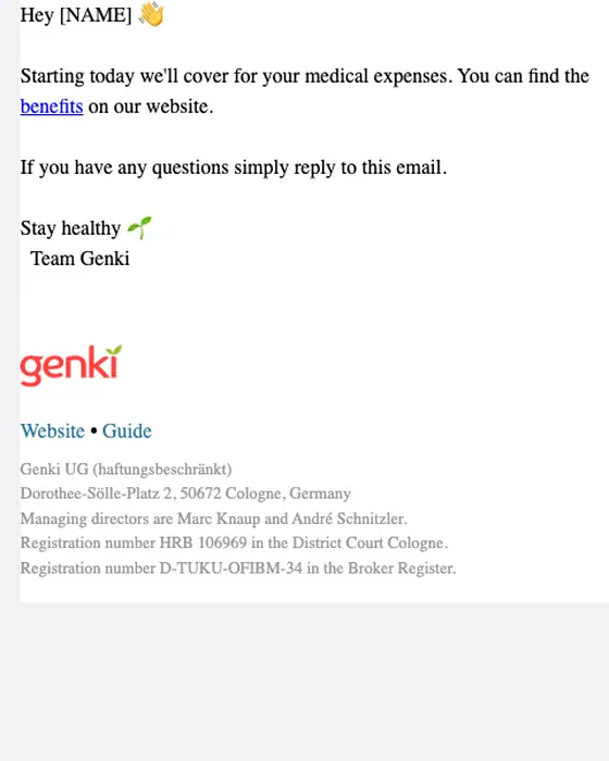 Genki subscription email