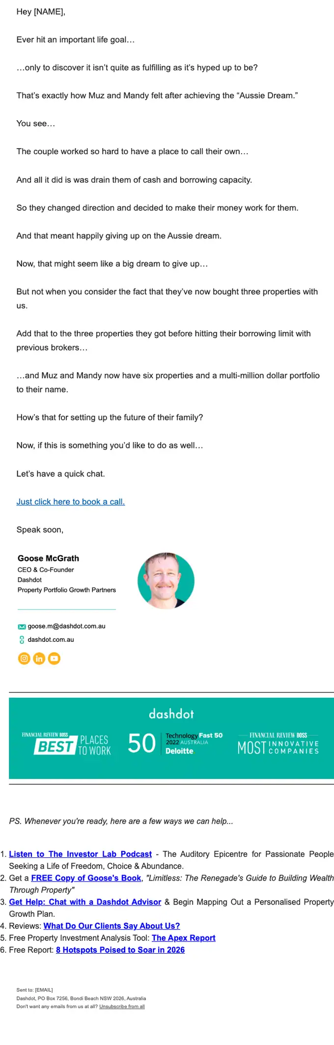 Dashdot promotional email, full length