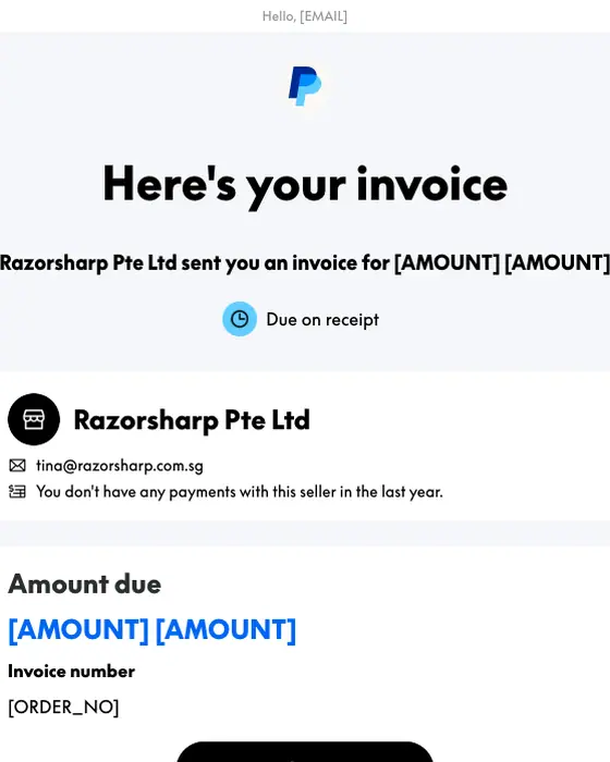 PayPal invoice email