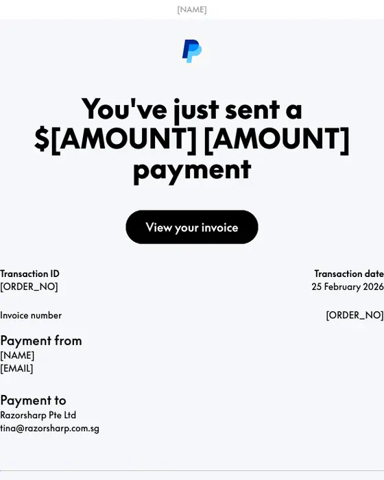 PayPal payment confirmation email