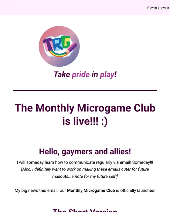 Triple Rainbow Games product launch email