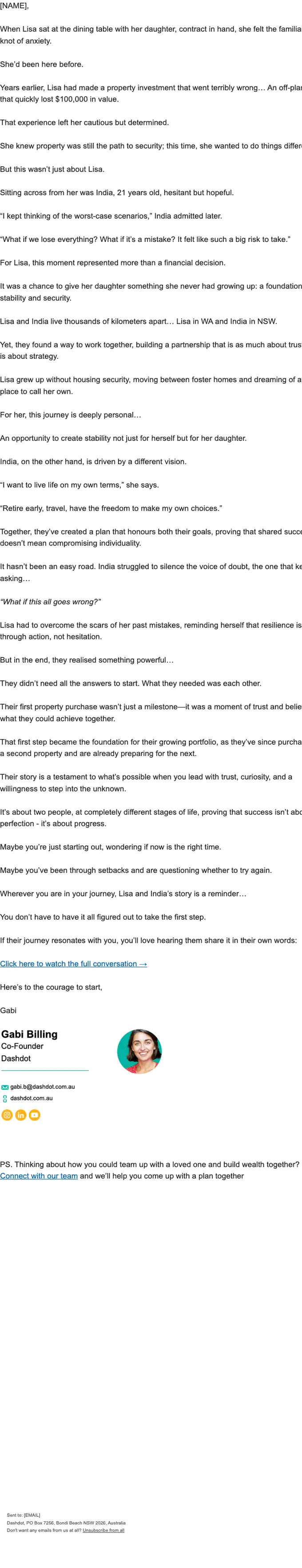 Dashdot promotional email, full length
