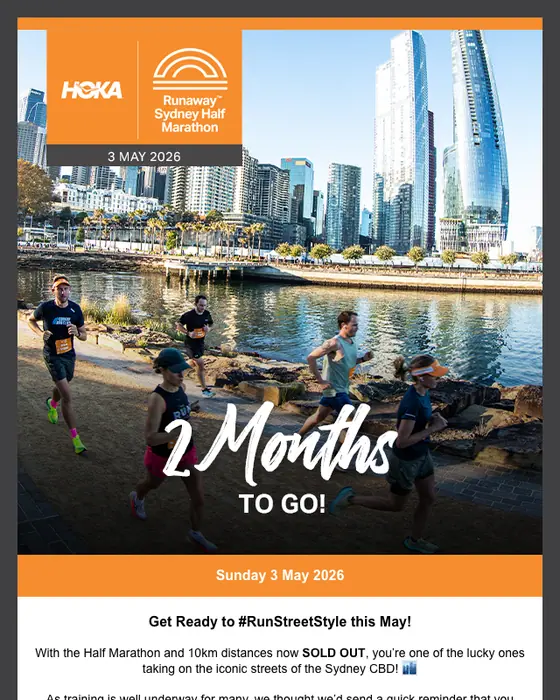 Runaway Sydney Half Marathon event invite email