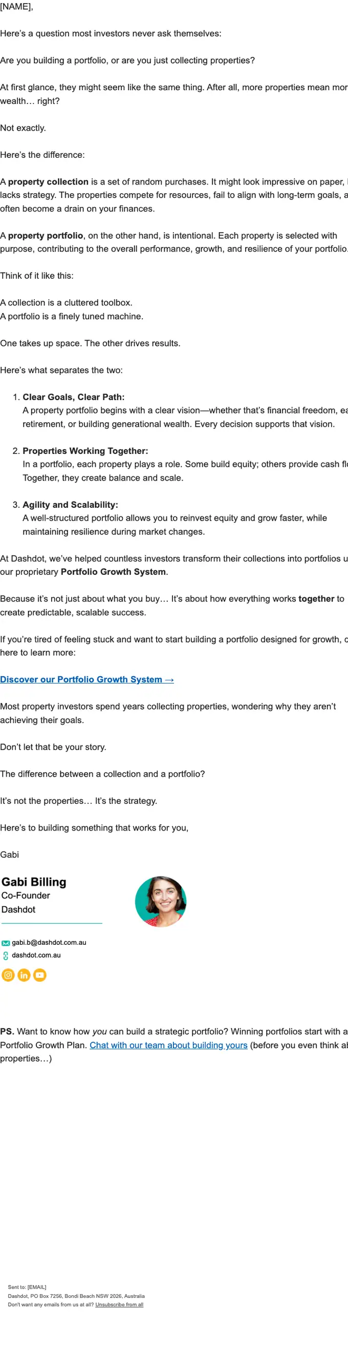 Dashdot promotional email, full length