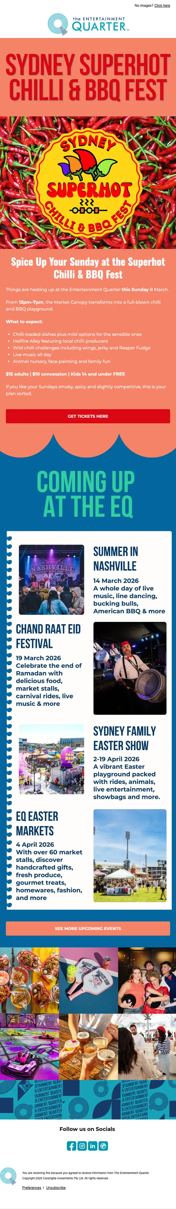 The Entertainment Quarter event invite email, full length