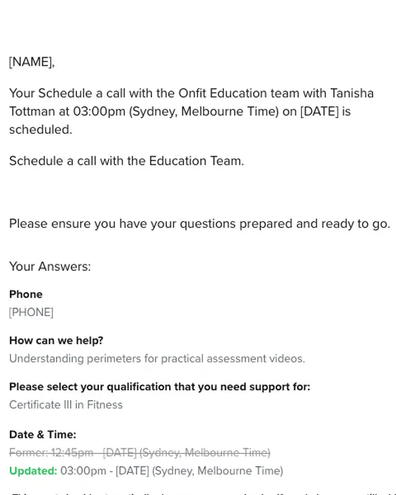 Calendly appointment email