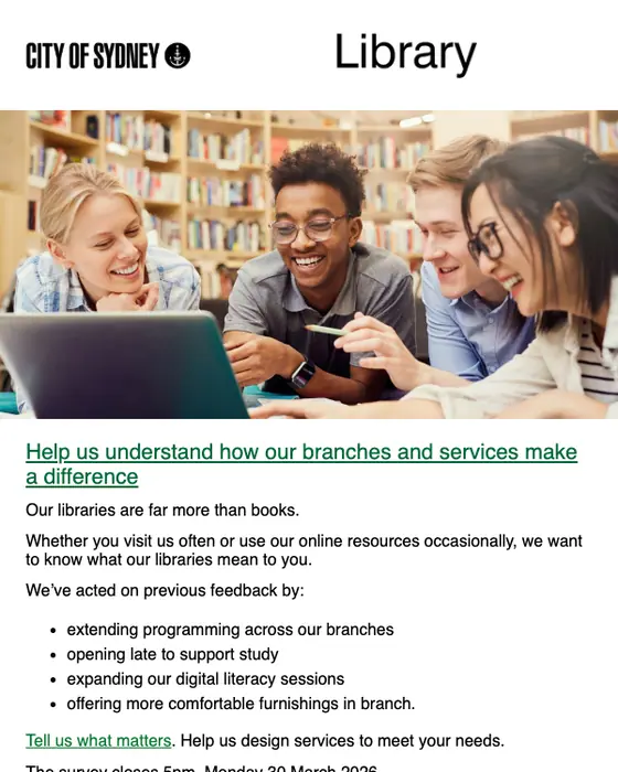 City of Sydney survey email