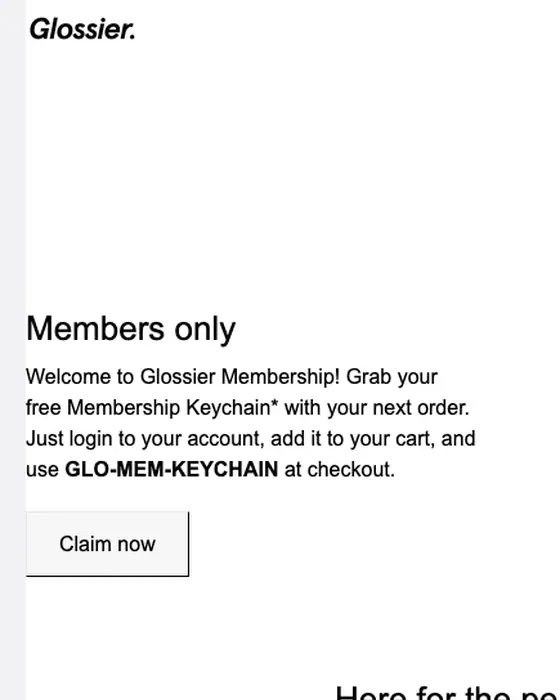 Glossier welcome email