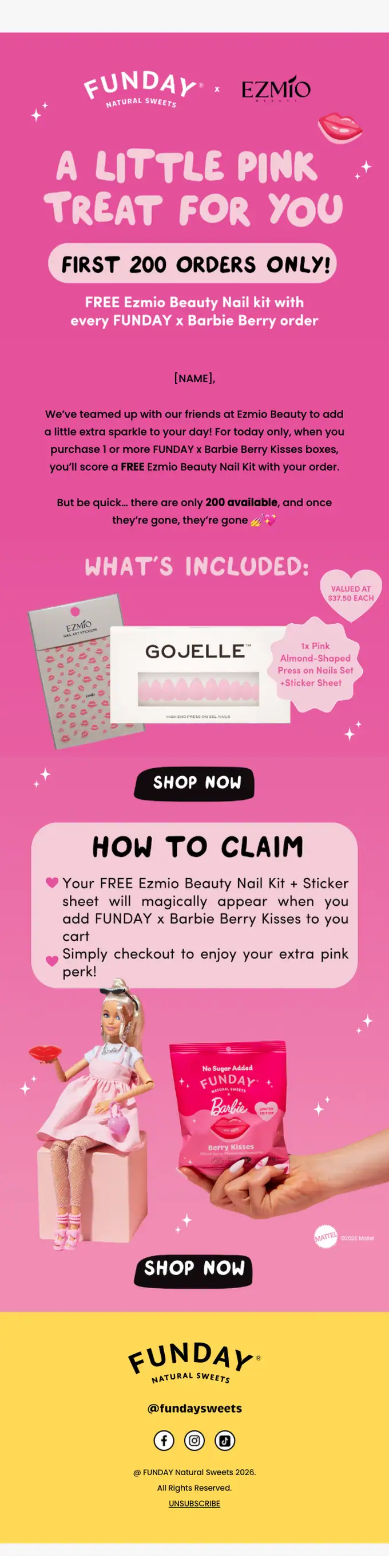 FUNDAY Natural Sweets promotional email, full length