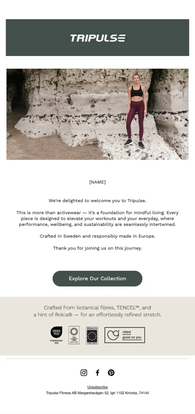 Tripulse welcome email, full length