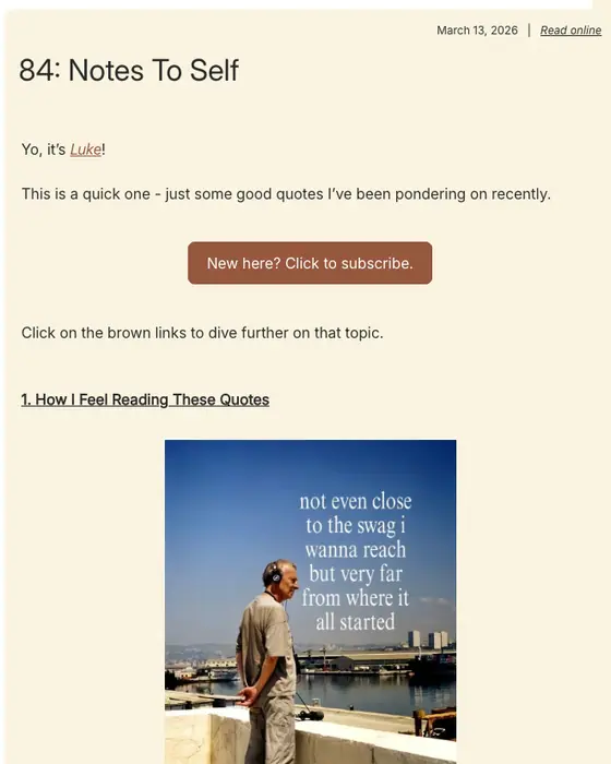 Notes To Self newsletter email