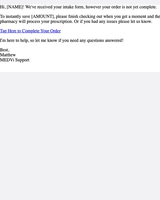 MEDVi order reminder email