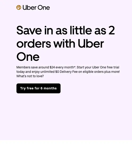 Uber One promotional email