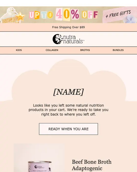 Nutra Naturals abandoned cart email