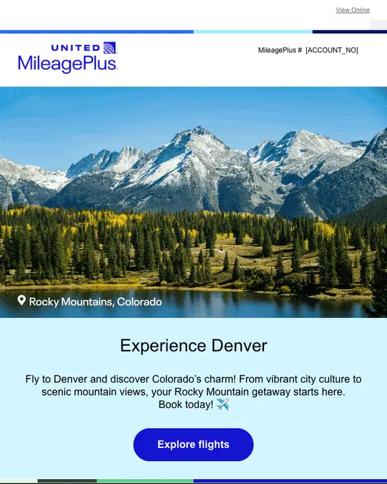 United Airlines account notice email