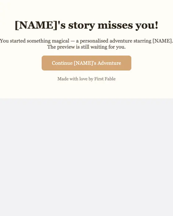First Fable abandoned cart email